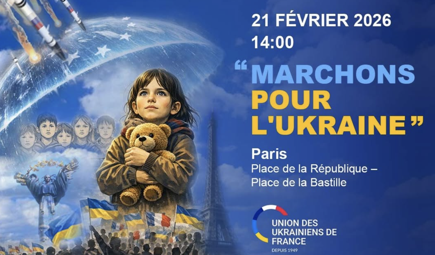 Marche et manifestation pour soutenir l’Ukraine en guerre